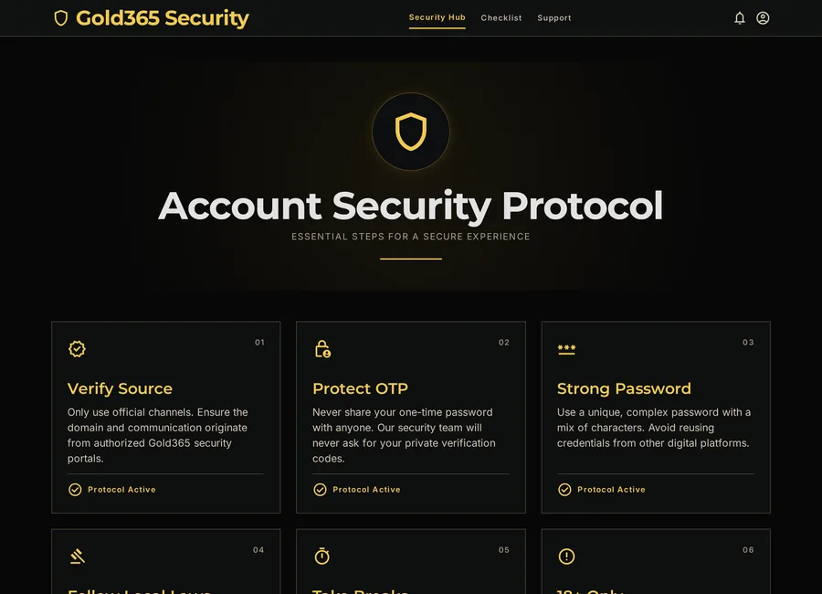 Gold365 account safety checklist graphic