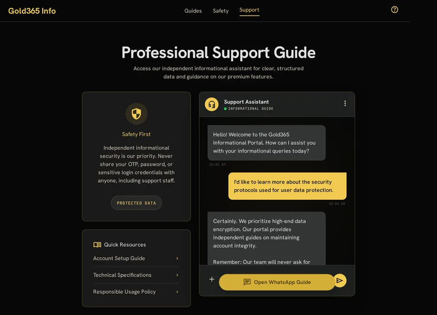 Gold365 WhatsApp support guide graphic